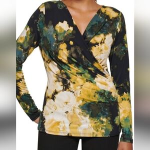 Calvin Klein long sleeve Faux Wrap Top